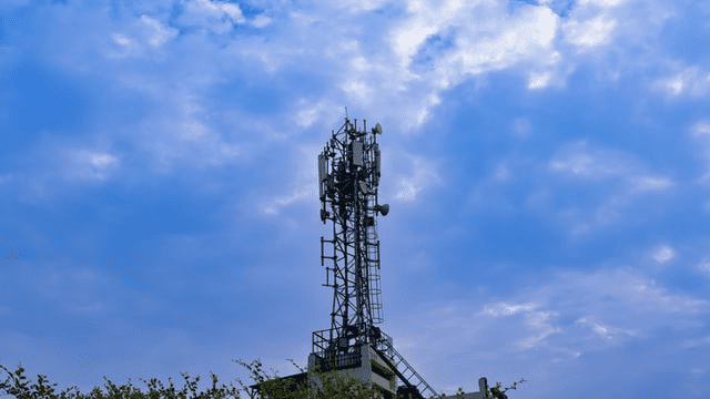 A mobile phone tower used for sending and receiving data
