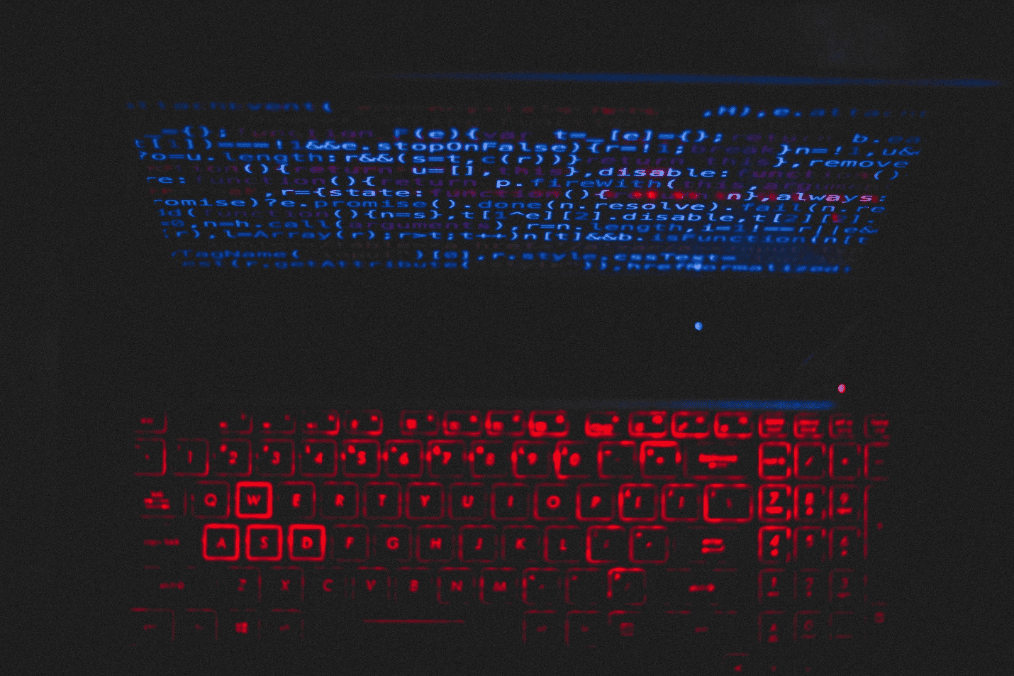 data illustrated on a laptop with a lit keyboard