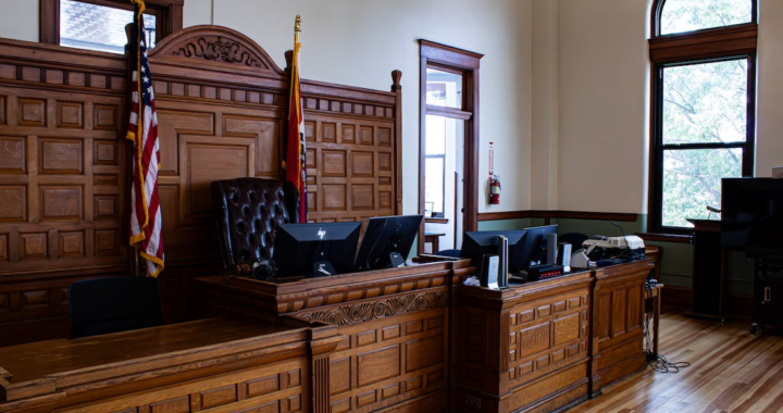 An image of an empty courtroom