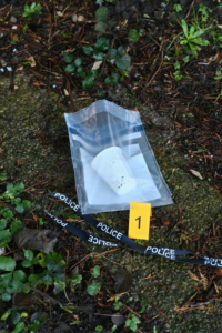  An image of evidence at a crime scene