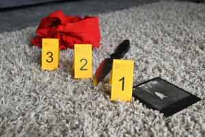 An image of evidence at a crime scene 