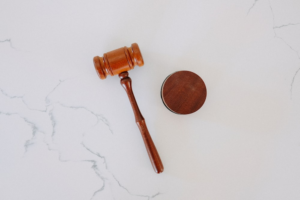 A wooden gavel used in court