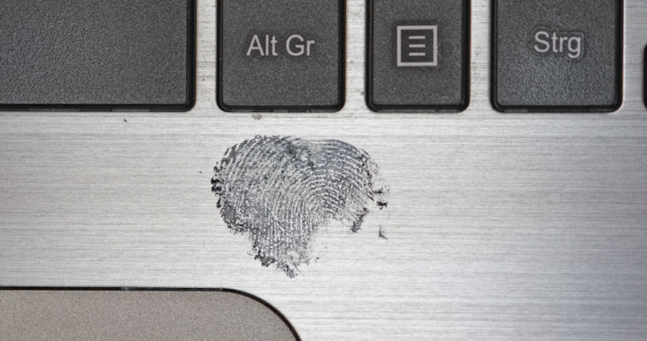 An image of a fingerprint on a keyboard