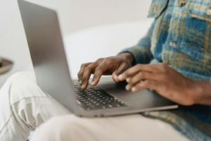 A person working on a laptop