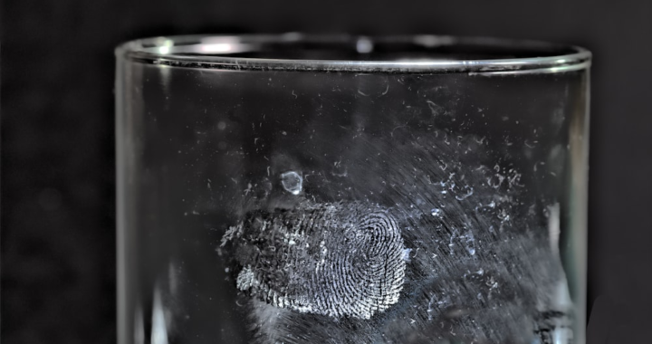 An image of a fingerprint on a glass