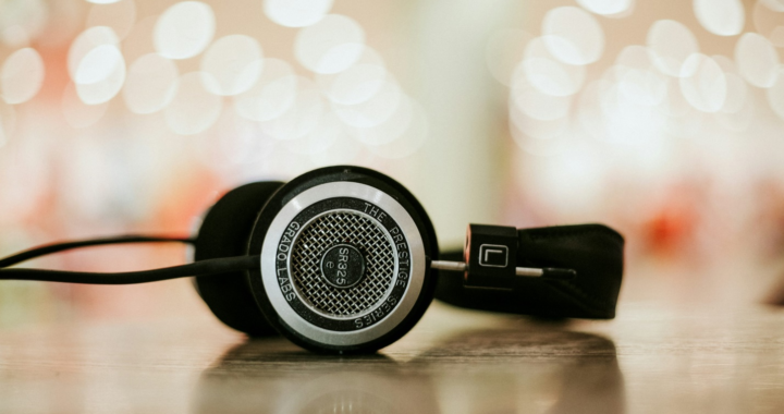 A close-up of high-quality headphones on a table.