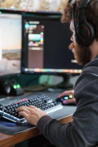 a forensic consultant sat at their workstation