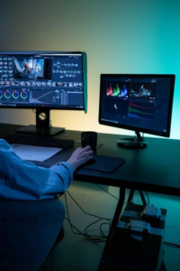 a distant view of a forensic analyst’s workstation