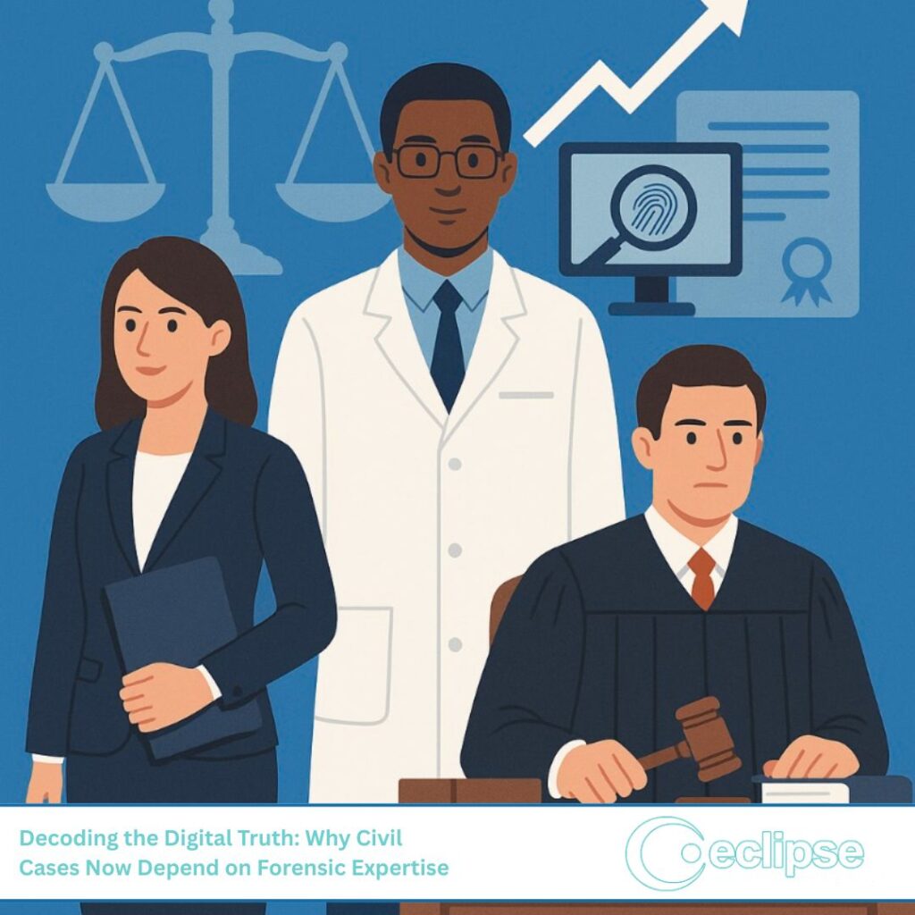 A graphic showing digital forensic experts