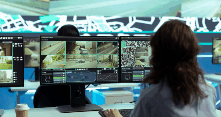 a person working on redacting security footage