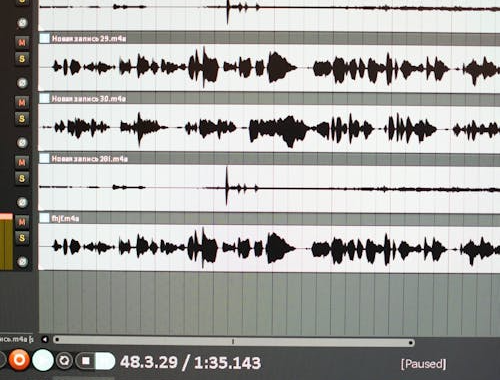 close-up of an audio editing software